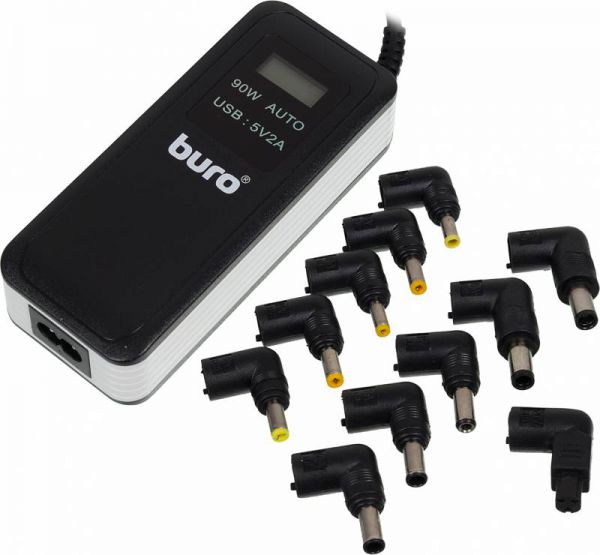 Блок питания Buro BUM-0065A90 автоматический 90W 15V-20V 11-connectors 1xUSB 2.1A от бытовой электросети LСD индикатор