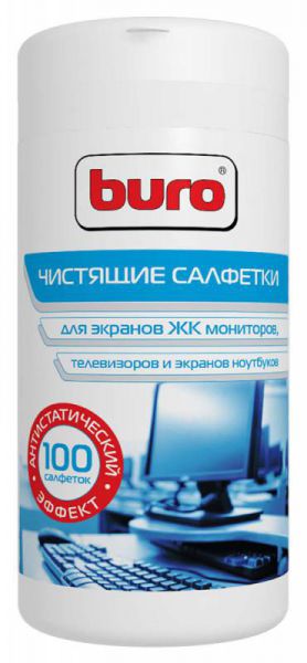 Салфетки Buro BU-Tscreen, 100 шт для экранов мониторов/плазменных/ЖК телевизоров/ноутбуков туба 100шт влажных